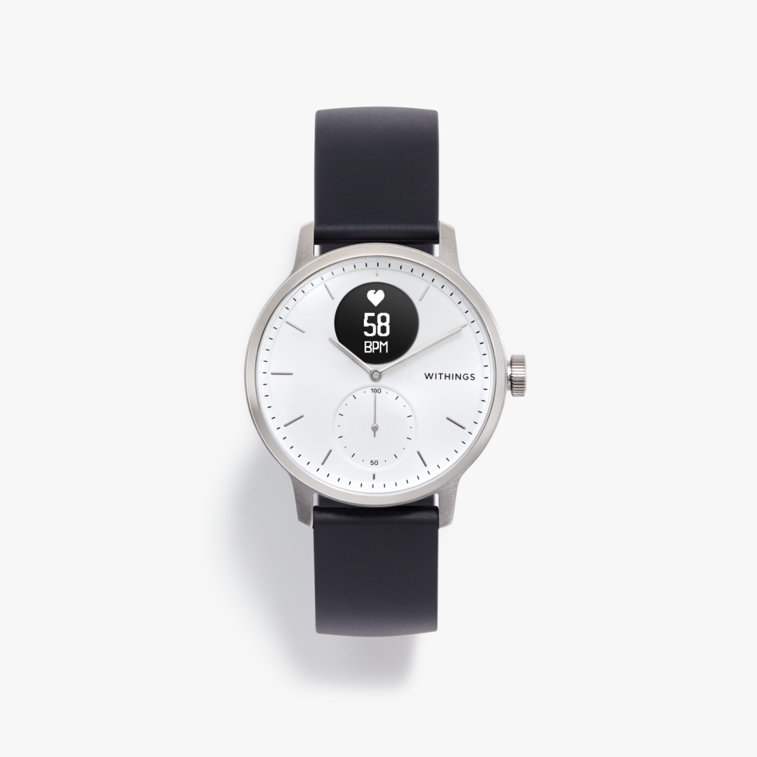 Withings ScanWatch, 42mm, White - Hybrid Smartwatch with ECG, Heart Rate Sensor and Blood Oxygen Oximeter (SPO2)