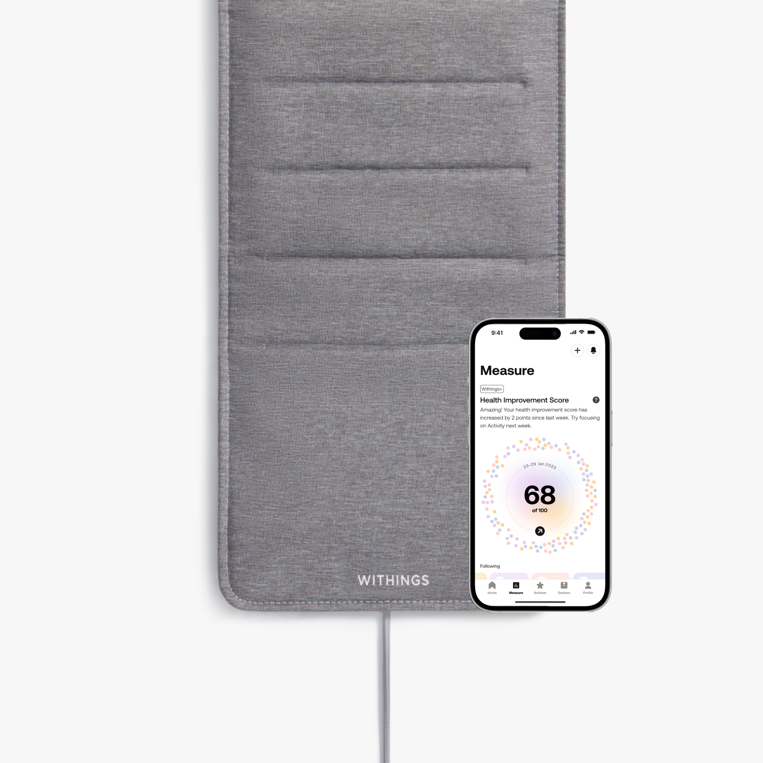 Withings Sleep Analyzer - Sleep Tracking Mat - Sleep Cycles Analysis, Sleep Apnea Detection, Heart rate monitoring, Home Automation - Withings Officia